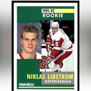 💙3/$12💙 Nicklas Lidstrom 1991/92 Pinnacle Red Wings Rookie RC Hockey Card